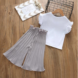 T-shirt +Wide Leg Pants Suits