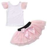 2020 Lovely Short Sleeve T-shirt  TuTu Skirt 2pcs Mother Daughter Dresses Cotton Summer Clothes Family Kids Parent Child Outfits